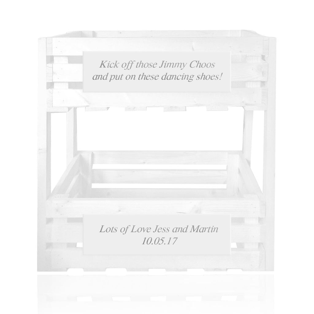 White personalized handmade crate tower
