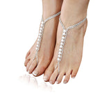 Delicate pearl and diamanté barefoot sandal - Silver