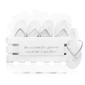 30 pairs of luxury diamante jelly flip flops in a personalized crate