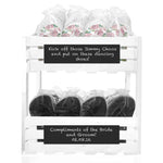 20 x Rose flip flops and 20 x Mens flip flops in a chalkboard crate tower
