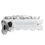 30 pairs of silver fold-up ballerinas in a personalized crate